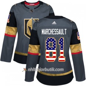 Dame Ishockey Vegas Golden Knights Tröja Jonathan Marchessault 81 Adidas 2017-2018 Grau USA Flag Fashion Authentic